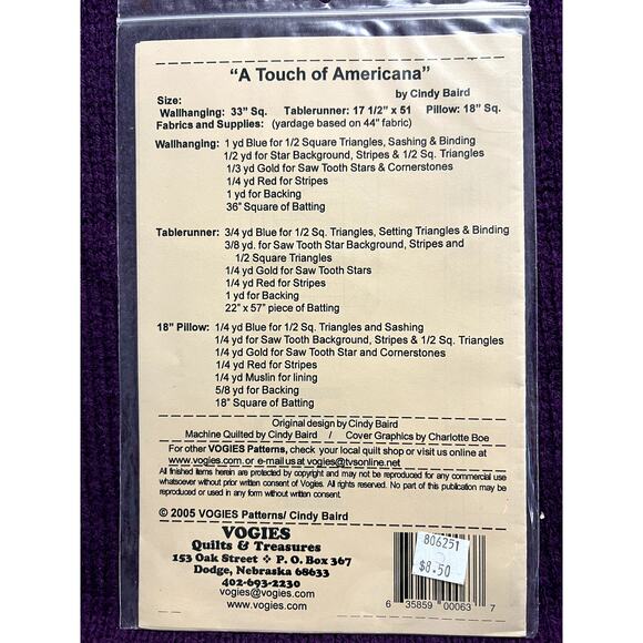 quilt pattern a touch of americana  table runer pillow wallhanging - Picture 2 of 4